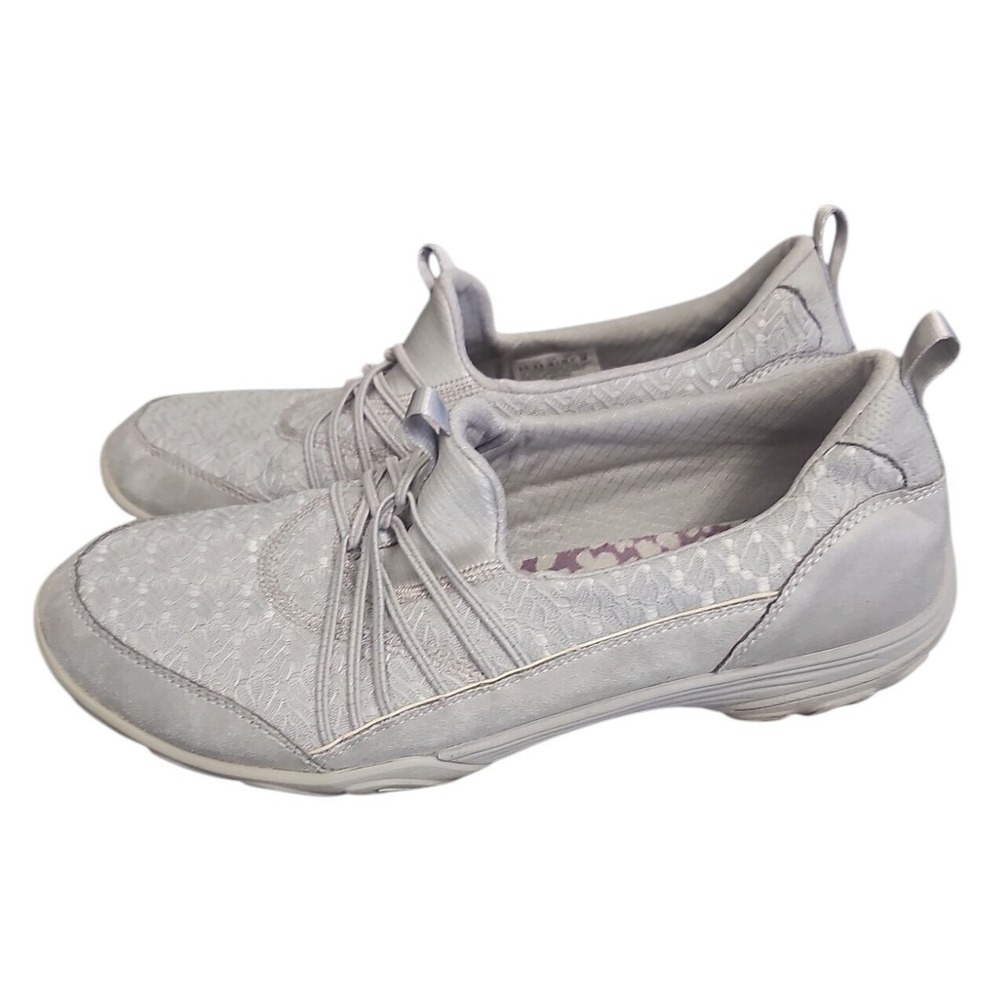 Skechers Slip On Comfort Shoes Memory Foam Floral‎ Gray Women's Size 8.5